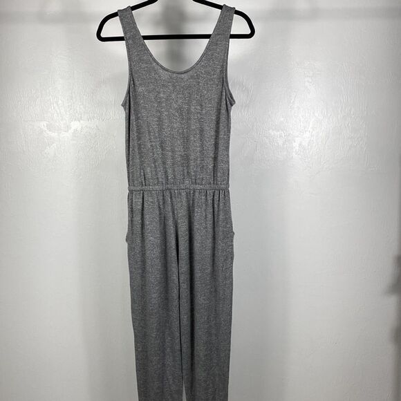Nine West Sleepwear gray tie waist comfy knit jumpsuit size M - Picture 3 of 10